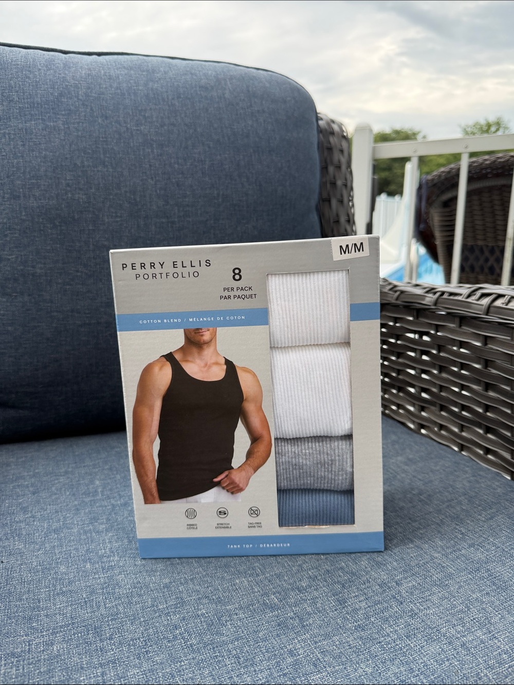 Perry Ellis 8-Pack Tank Tops - Black, White, Light Gray, Blue